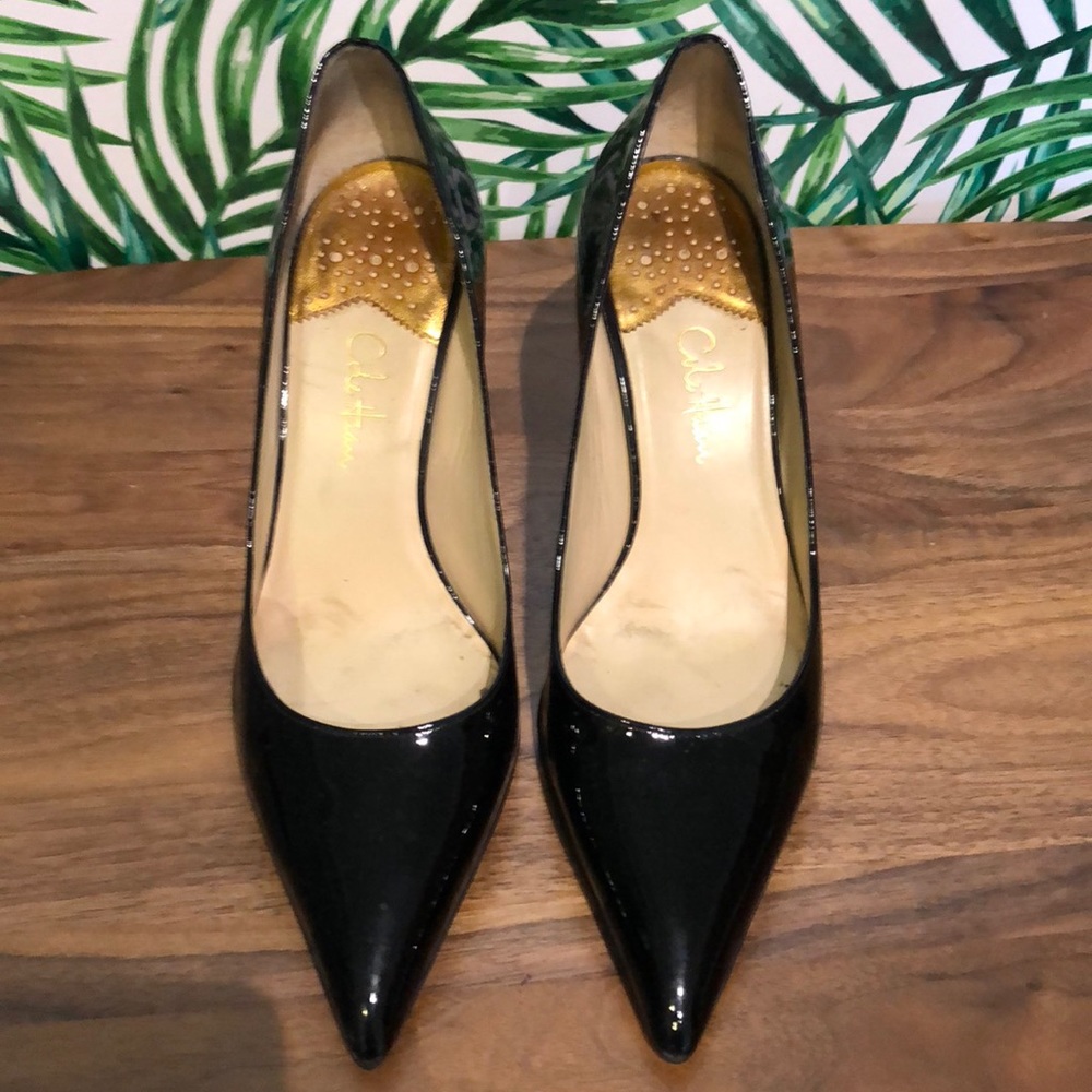 Cole Haan black patent pumps with Nike air